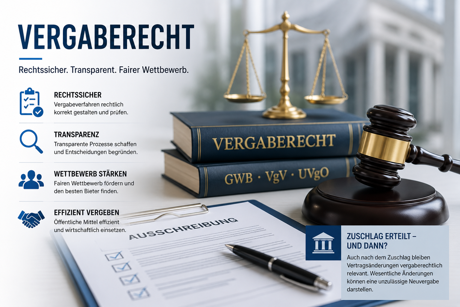 Vergaberecht bei öffentlichen Ausschreibungen: rechtssichere Vergabe, Transparenz und fairer Wettbewerb