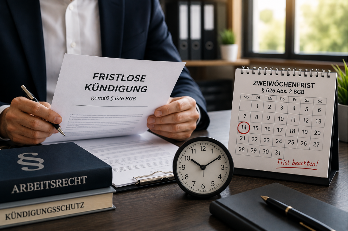 Unterlagen zur fristlosen Kündigung mit Kalender zur Zweiwochenfrist nach § 626 Abs. 2 BGB