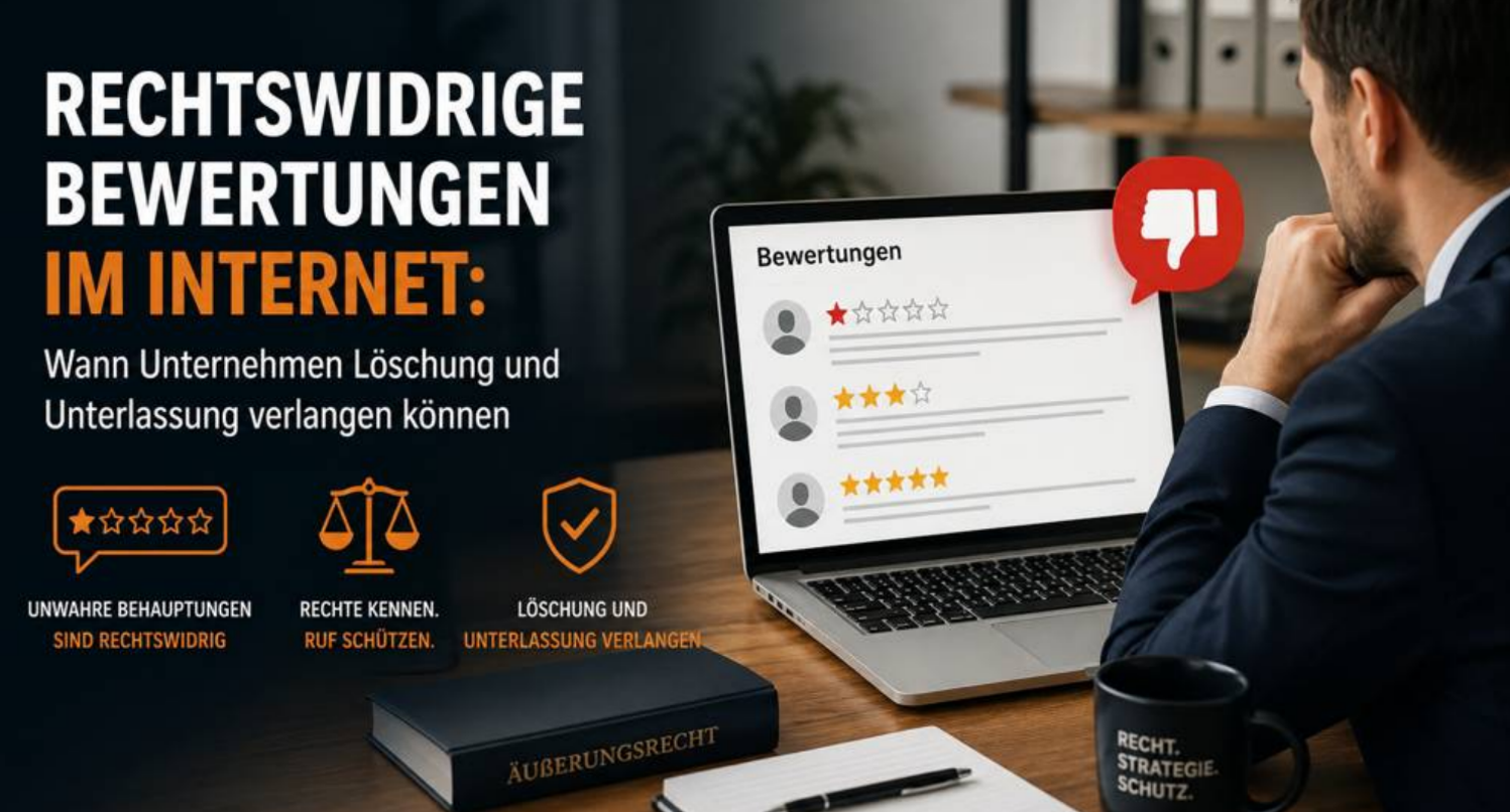 Anwalt prüft eine rechtswidrige Online-Bewertung und mögliche Löschungsansprüche