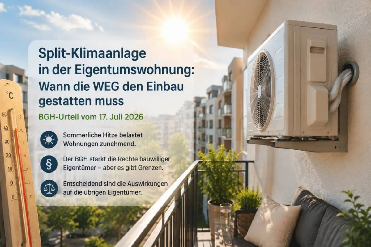Split-Klimaanlage an einer Eigentumswohnung – BGH-Urteil zur Gestattung durch die WEG